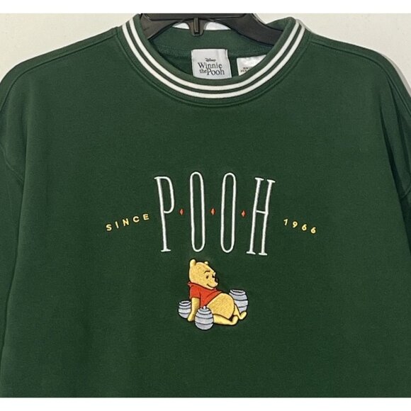 Disney Winnie The Pooh Green Embroidered Long Sleeve Pullover Sweatshirt - Picture 8 of 10